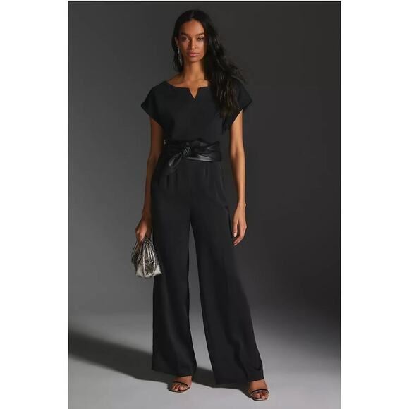 Anthropologie Faux Leather Waist-Tie Short Sleeve Cropped Top in Black, XS - Picture 12 of 12